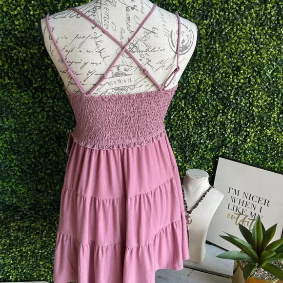 NEW! Boho Crochet Lace Tiered Ruffled Mini Dress - Picture 12 of 13